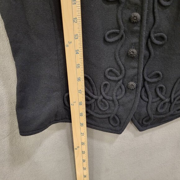 Vintage Linda Allard Ellen Tracy 100% Wool Vest Black Women Size 10 Grandma Boho - Picture 5 of 5